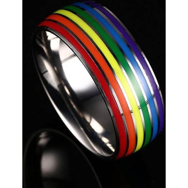 (9) Six-Color Ring Fashion Women and Man Rainbow Trend Jewelry