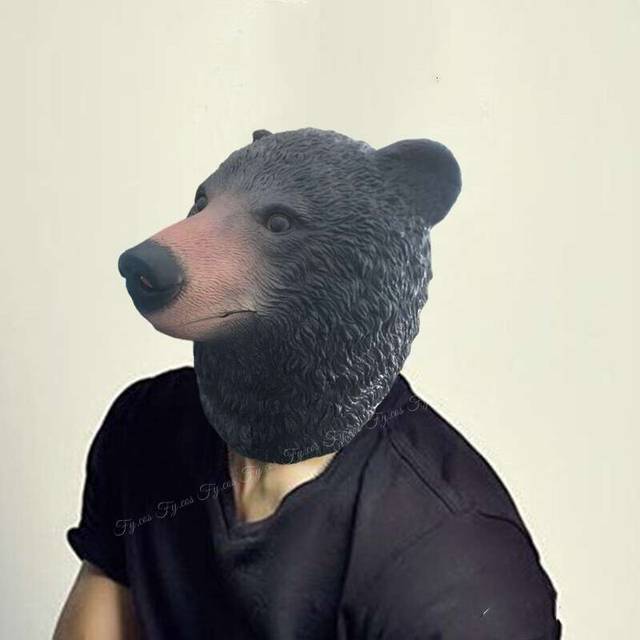 (Bear mask) Alligator Mask Masquerade Party Adult Latex Reptile Animal Full Face Helmet