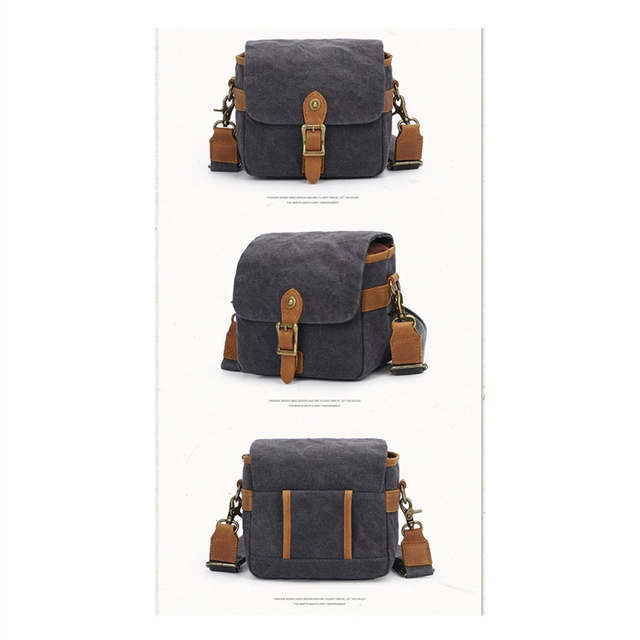 Canvas SLR Camera Bag Mini Single Messenger Bags Waterproof Wear-Resistant Shoulder Photography Backpacks Dark Gray