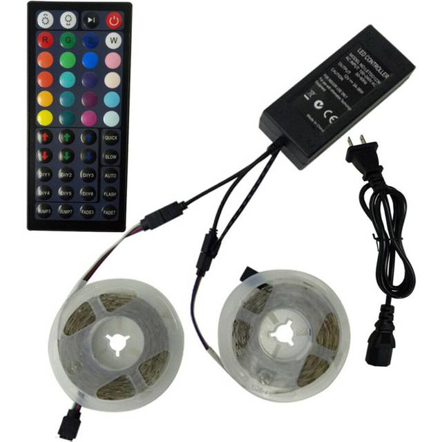 (EU Plug, 5M) 3M 5M 10M LED Strip Light SMD3528 RGB + IR Remote Controller + Power Adapter Decorative Lighting DC12V