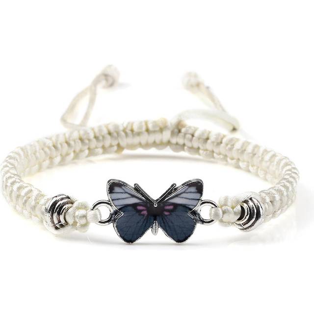 (Apricot, One size) Hot Sale Bracelet Hand Woven Butterfly Charm Simple Fashion Adjustable Bracelets 17~30cm
