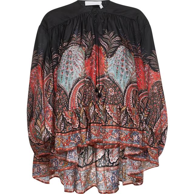 Rhiannon Ruffle Billow Blouse - BLACK PAISLEY - 1