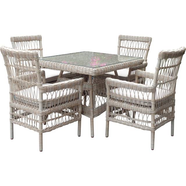 Provence Collection Outdoor 4 Seater Dining Set - Glass - Beige