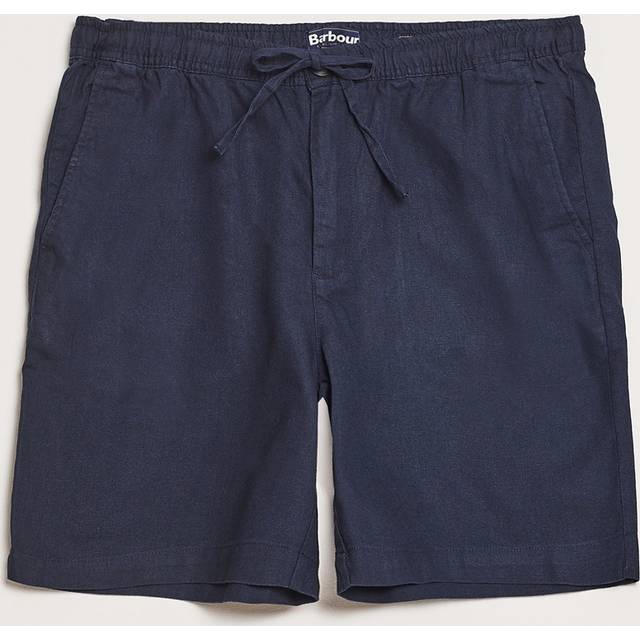 Barbour Cotton Linen Relaxed Shorts - Small, Navy