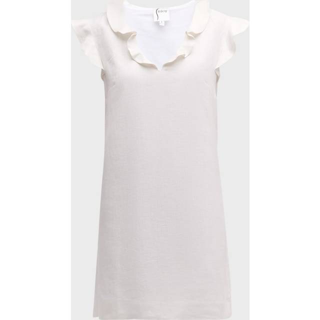 Jonathon Ruffle-Trim Linen Mini Shift Dress - WHITE - X-Large
