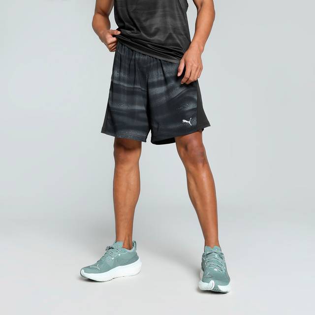 Puma Men's Running Velocity Printed 7 Inch Shorts - Black, Puma Black, Size S, Men