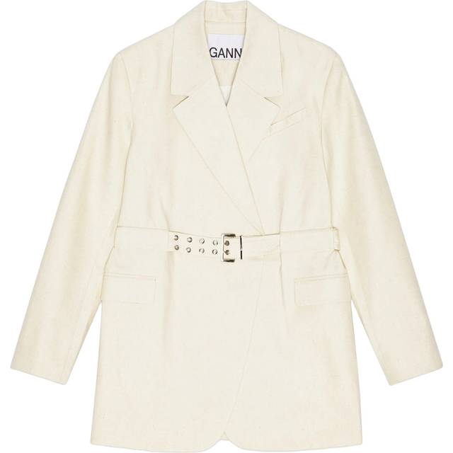 Belted Cotton Melange Blazer - ANGORA - 40 FR (8 US)