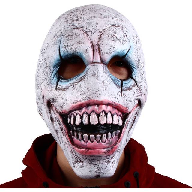 (Demon White) Halloween Demon Latex Mask Grinning Creepy Devil Masks Cosplay Horror