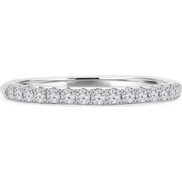 Majesty Diamonds MD230311-P 0.2 CTW Round Diamond Semi-Eternity Anniversary Wedding Band Ring in 14K White Gold - Size 4 to 9