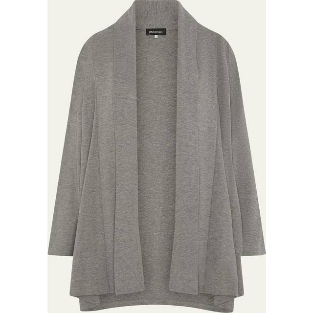 Wide A-Line Shawl-Collar Cardigan (Long Plus Length) - SILVERGREY - 1