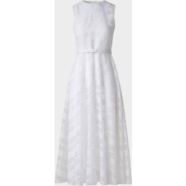 Check Silk Organza Midi Dress - ECRU - 4