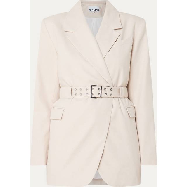 Belted Cotton Melange Blazer - ANGORA - 38 FR (6 US)