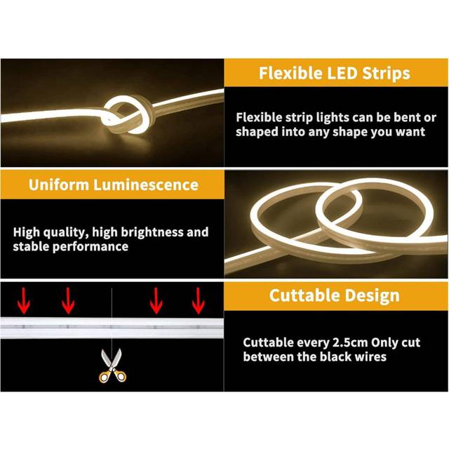 LED Strip Lights Flexibel LED Lights Vattentät TV Bakgrundsbelysning USB Powered Ribbon Light for Home varmvit färg