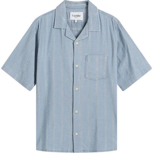 Corridor Striped Cotton-Blend Seersucker Shirt - S - Blue
