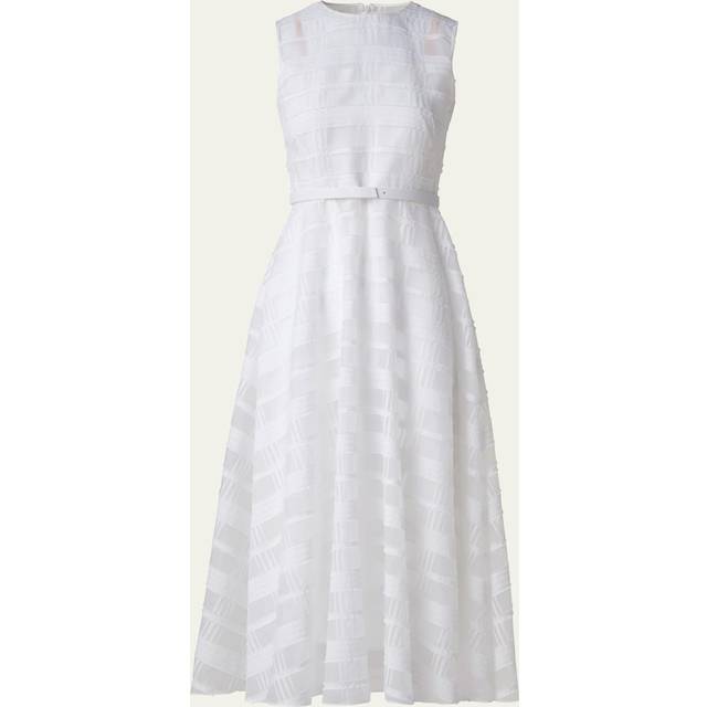 Check Silk Organza Midi Dress - ECRU - 6