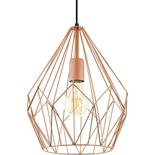 Eglo Carlton Vintage Pendant Lamp, Copper-Coloured Steel Retro Hanging Light, E27 Socket