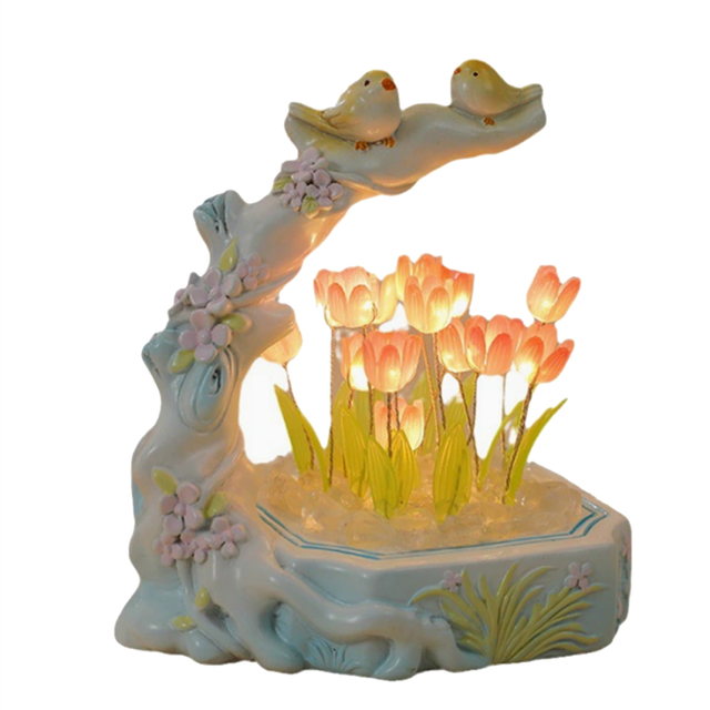 Tulip Night Light Battery Operated Flower Table Lamp Cute Simulation LED Nightlight Handmade Bedside