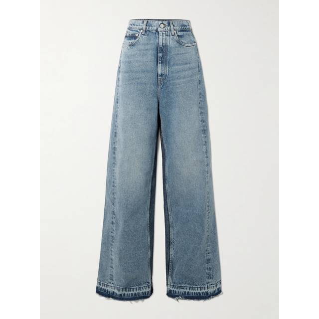 Stella McCartney - Frayed Two-tone Mid-rise Wide-leg Jeans - Blue - 27
