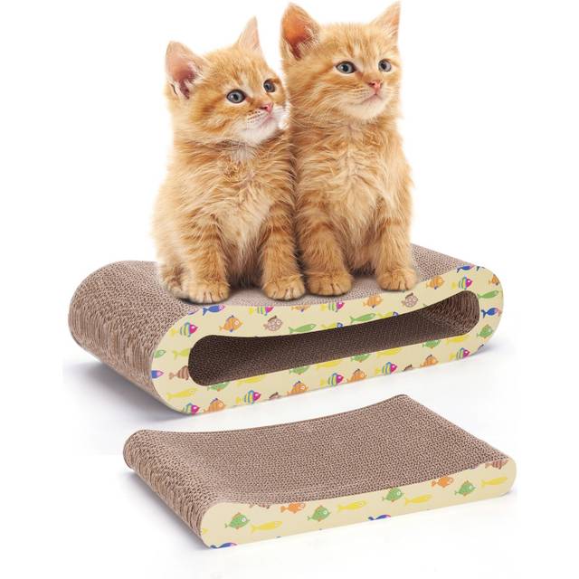 2 in 1 Cat Lounge Bed with Catnip, Durable Scratching Pad and Post for Indoor Cats, Premium Scratch Textures