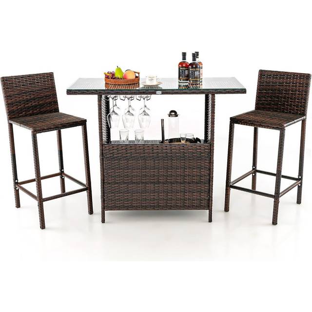 Brayden Studio Bar Set with Polyethylene (PE) Wicker Outer Material - Brown (98cm H X 41cm W X 50cm D)