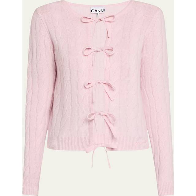 Cashmere Mix Tie-Front Cardigan - MAUVE CHALK - X-Small