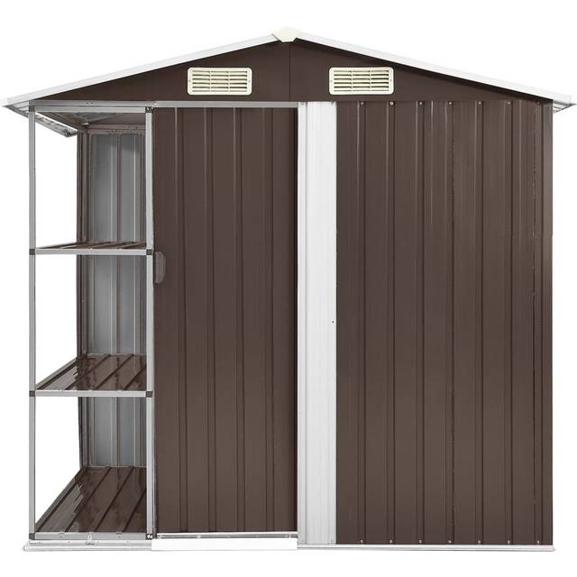 WFX Utility Garden Shed with Rack 205x130x183 cm Iron Brown 205cm W X 130cm D X 183cm H