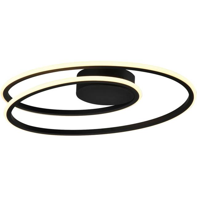 Modern Double Swirl Strip LED Flush Ceiling Light Fitting In Sleek Matte Black By (50cm H X 50cm W X 50cm D)