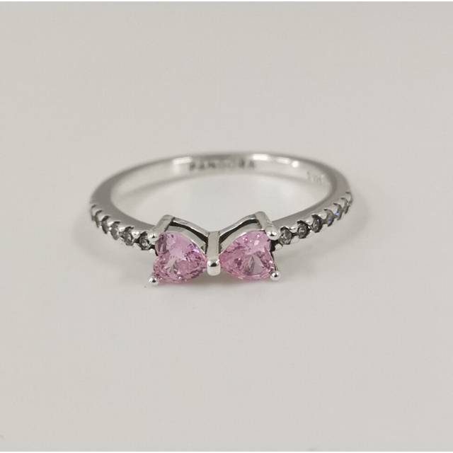 (56) pandora sparkling pink bow ring