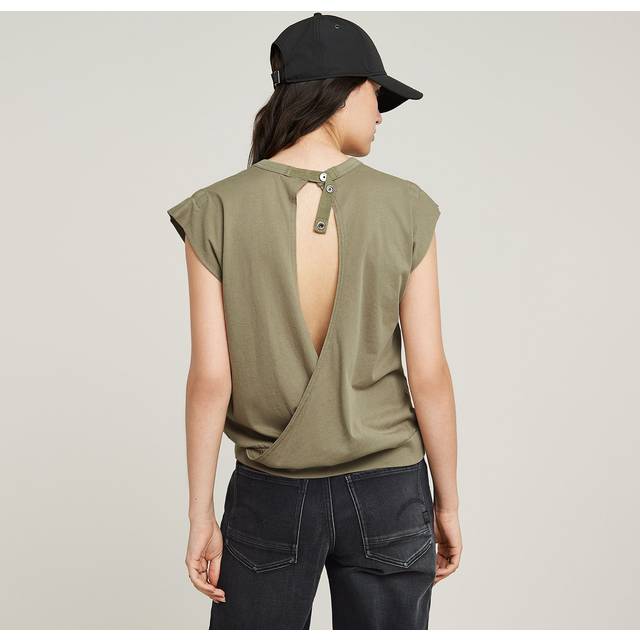 Open Back Loose Sleeveless Top - Green - Women - XL