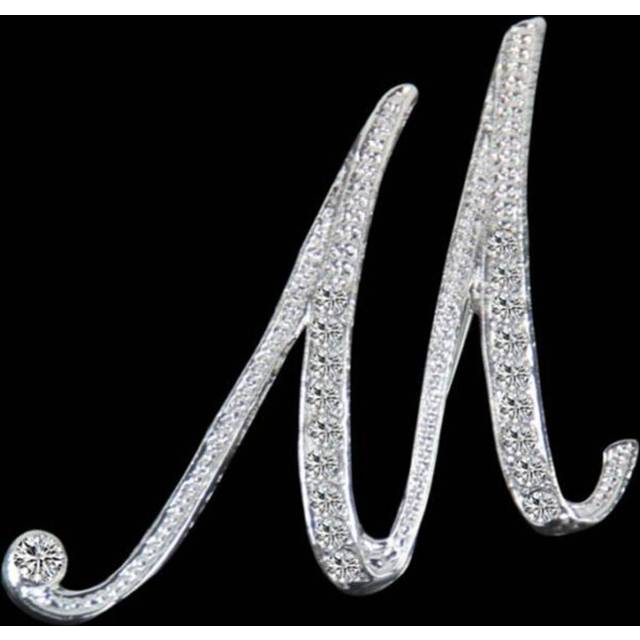 (M) Gifts Rhinestone Letter Crystal Pins Jewelry Letter Alphabetical English Brooch Brooches