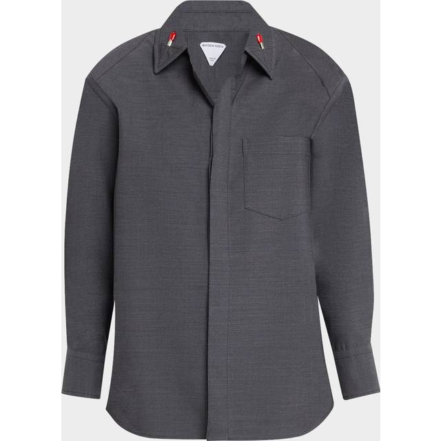 Matches-Collar Travel Light Wool Shirt - DARK GREY MELANGE - 42 IT (6 US)