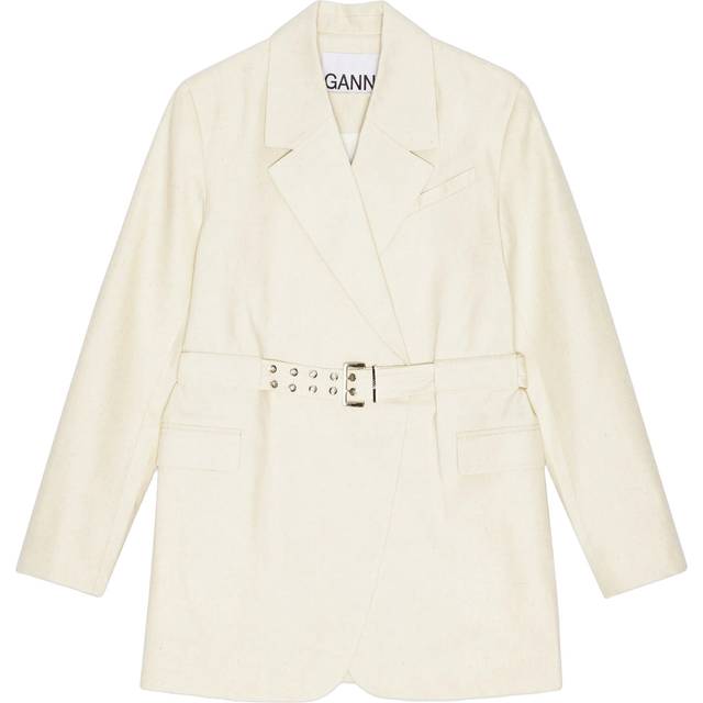 Belted Cotton Melange Blazer - ANGORA - 36 FR (4 US)