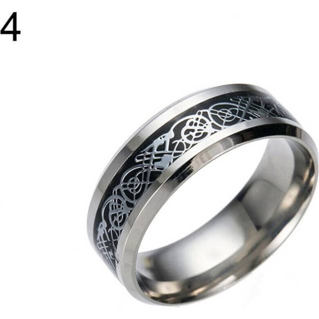 (black,silver, US 13) Stylish Men Titanium Steel Smooth Surface Wedding Band Finger Ring Jewelry Gift