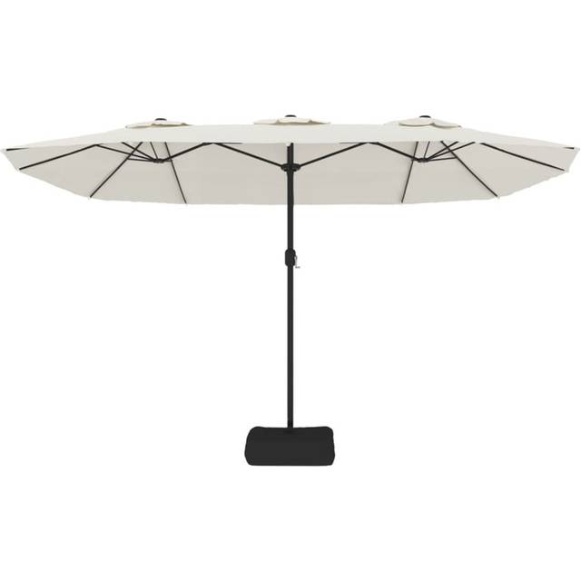 Parasol With LED Light, Double Head, Sand, White, 449X245 Cm