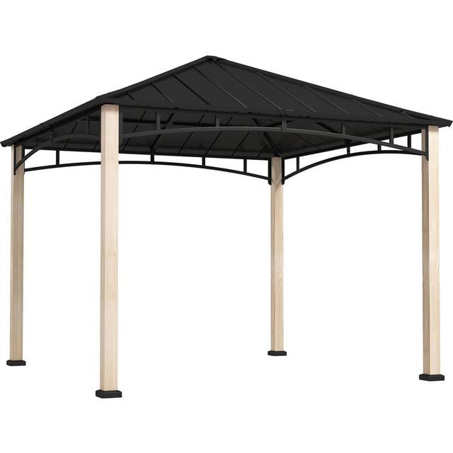 25.5 Ft. W x 25.5 Ft. D Metal Hardtop Gazebo - Black (305cm W X 305cm D X 280cm H)