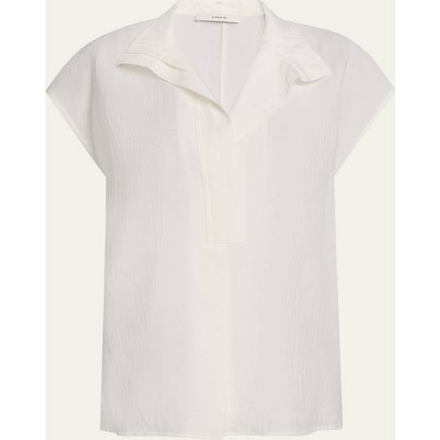 Cap-Sleeve Blouse - OFF WHITE - X-Small