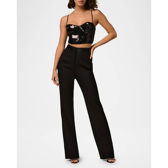 Sequin Longline Bra - BLACK - 6