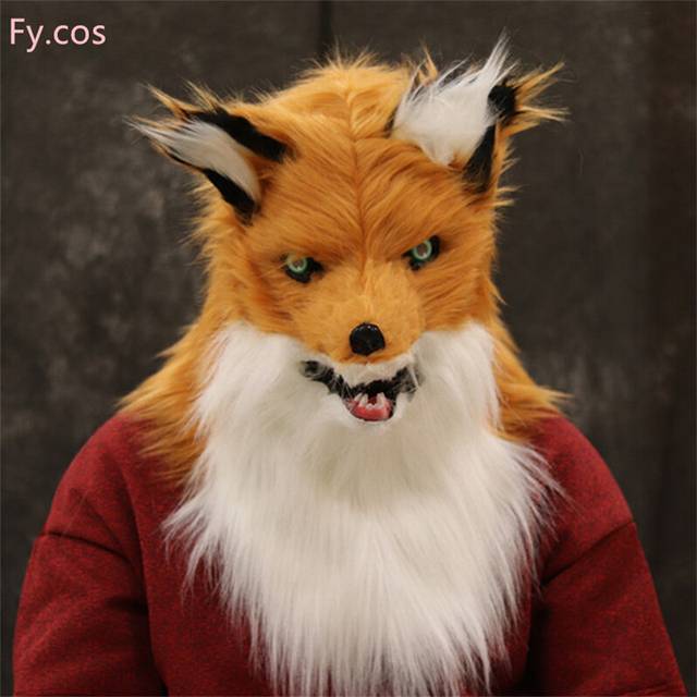 (Fox 2) Creepy Teddy Bear Rabbit Bloody Mask Masquerade Horror Animal Half Face