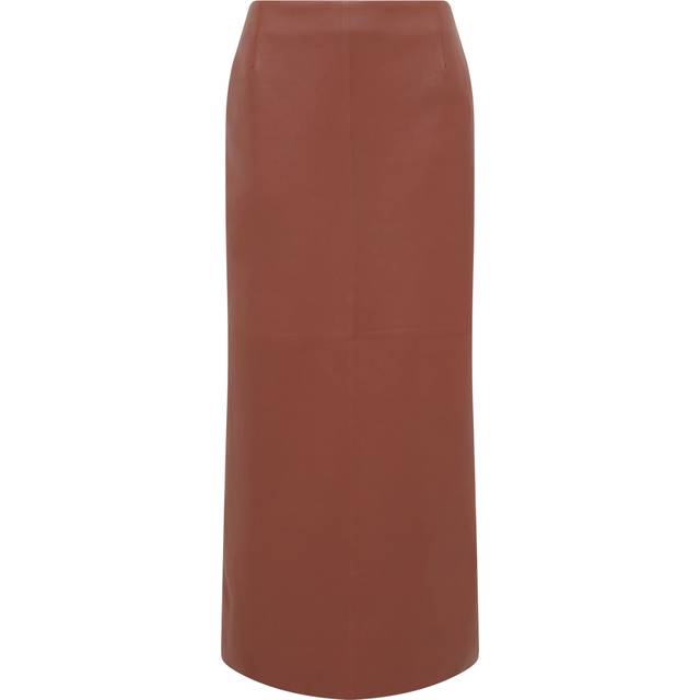Manuela Long Leather Skirt - COGNAC - X-Small