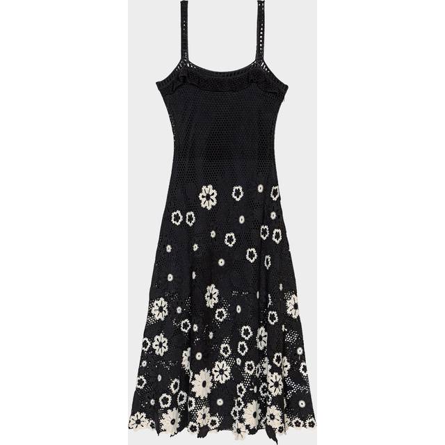 Robe Longue En Crochet Floral - Bicolore - Maje -  Matière principale: 100% cotonDoublure amovible: 95% viscose, 5% elasthanne - Prêt-à-porter > Robes > Robes longues