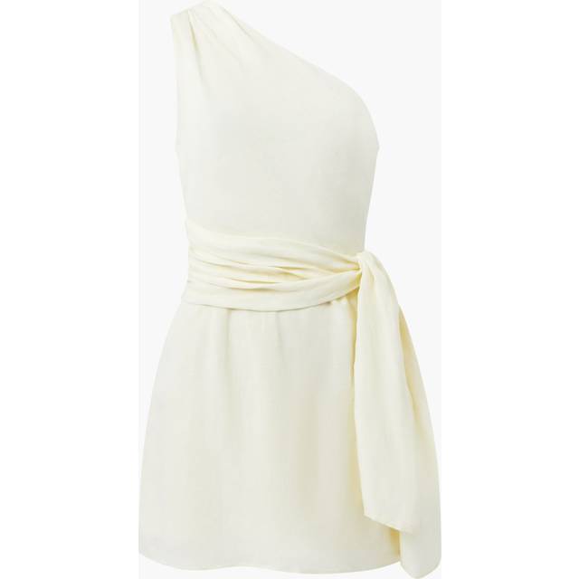 French Connection Birdie One Shoulder Linen Blend Dress, Cornsilk Yellow