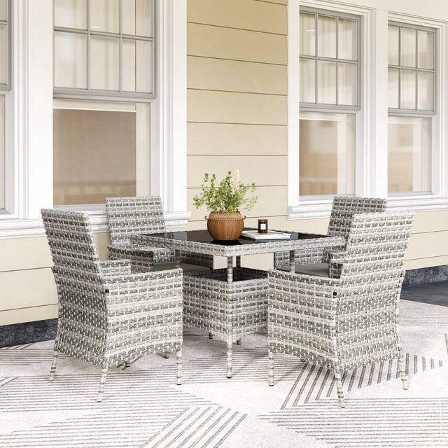 5- Piece 4 - Person 90 Cm L Outdoor Table Set - Grey (4)