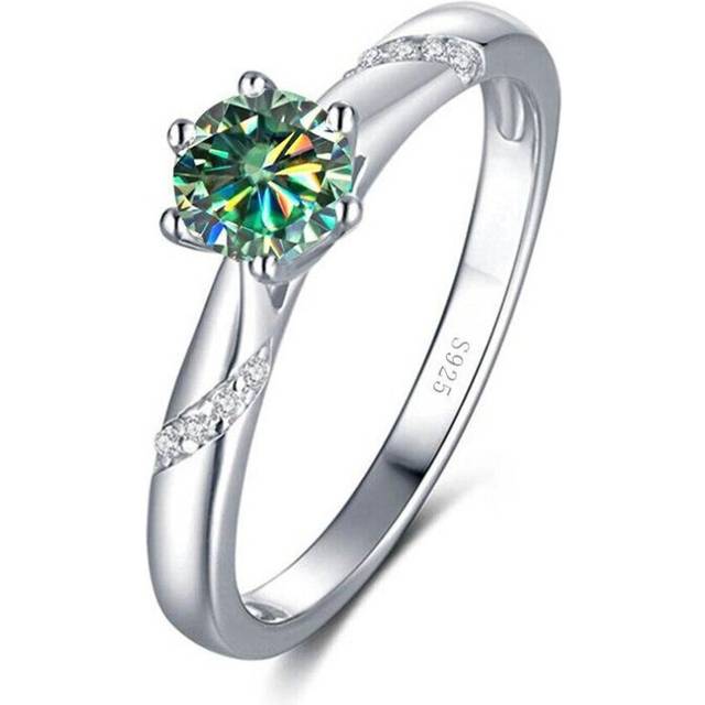 (blue,green, 5) Bague Ringen Real 1.0 Carat Moissanite Diamond Rings For Women Fine Jewelry 925 Sterling Silver Engagement Wedding Lady Anillo