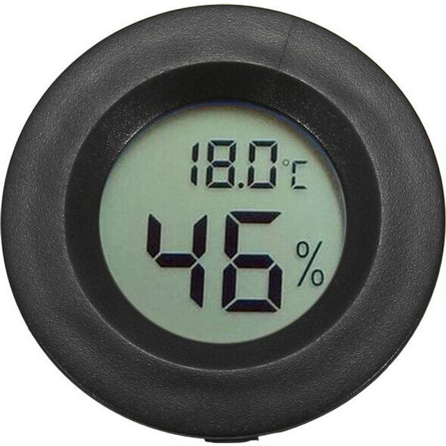 (Black) Mini Digital LCD Temperature Humidity Meter Thermometer Hygrometer Round