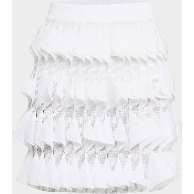 Wavy Ruffle Knit Mini Skirt - BRILLIANT WHITE - 40 IT (4 US)