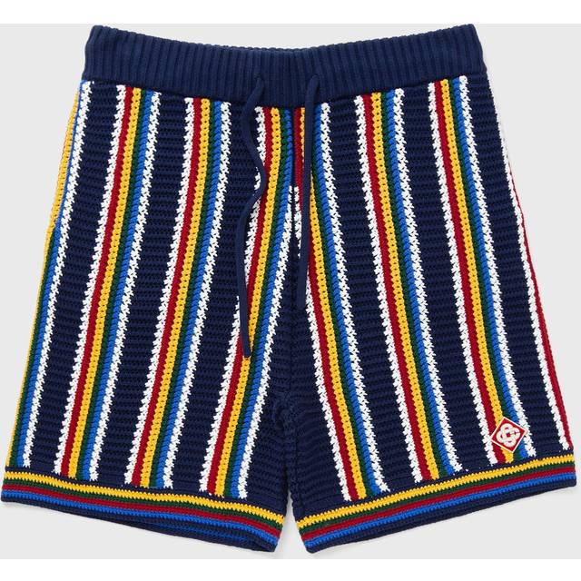 Casablanca Navy Stripe Crochet Shorts - NAVY - M
