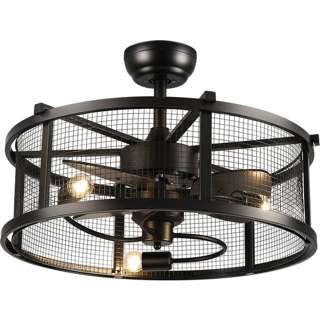 60cm Ceiling Fan with Light Kit - Black (60cm)