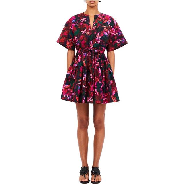 Nadira Floral Short-Sleeve Mini Dress - HIBISCUS - 4