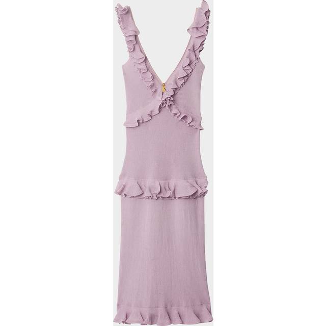 Burberry Ruffled Silk Blend Dress - Wisteria