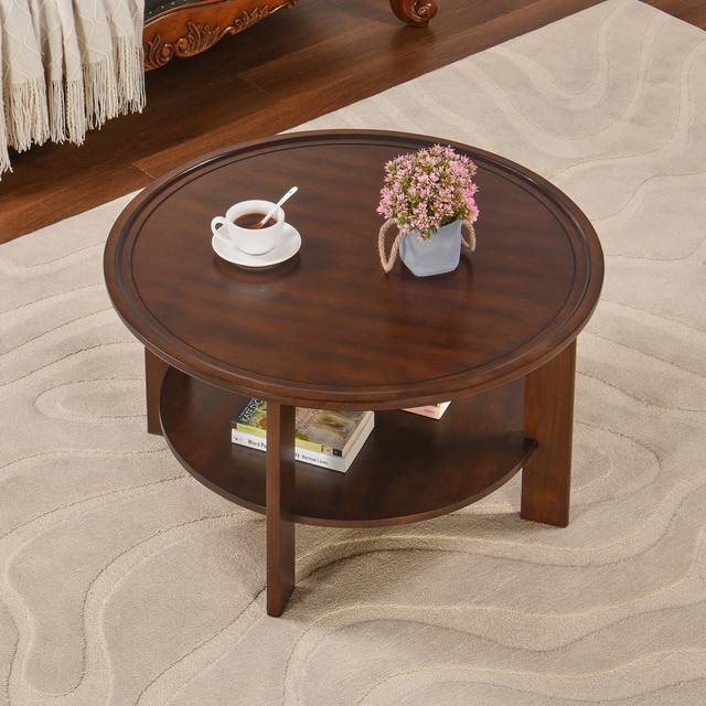 Coffee Table with Storage - Dark Brown Wood (45cm H X 81cm W X 81cm D)